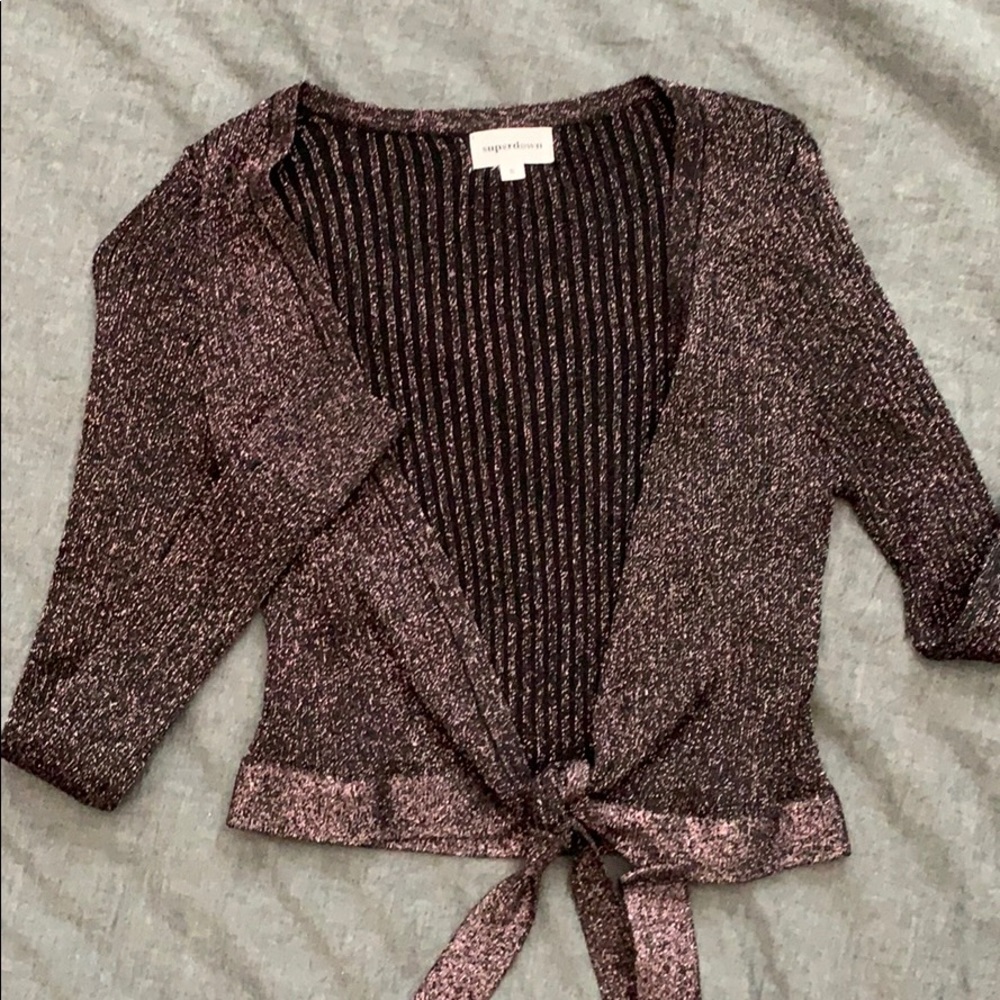 Shiny Wrap sweater from Revolve